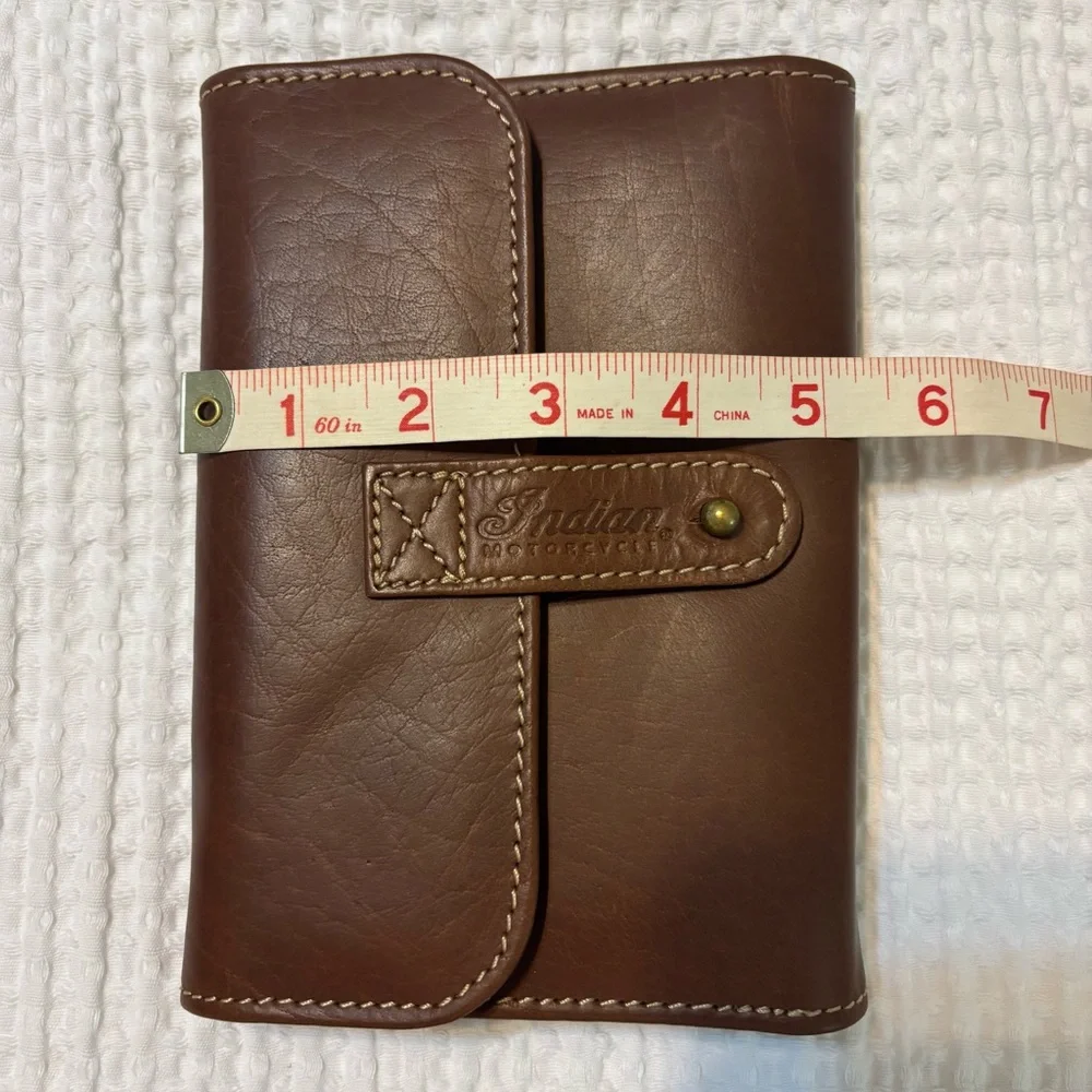 Indian Motorcycle Brown Leather Trifold Travel Organizer Wallet